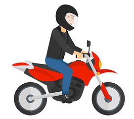 Image showing Man riding motorcycle.