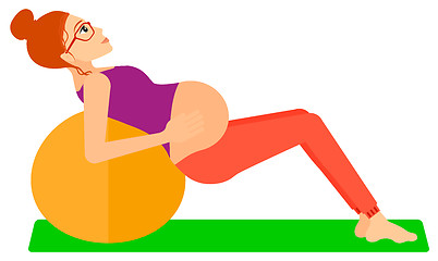 Image showing Pregnant woman on gymnastic ball.