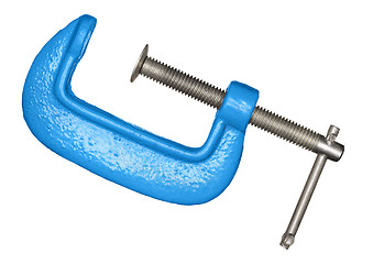 Image showing Metal blue clamp on white