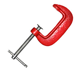 Image showing Metal red clamp on white