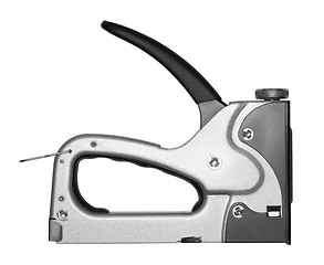 Image showing Gray metal stapler on white