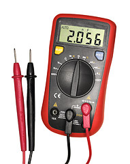 Image showing Red-black digital multimeter