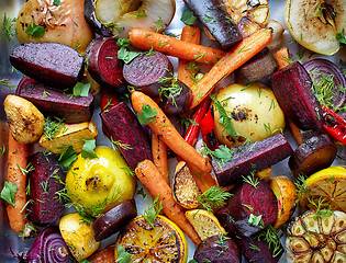 Image showing Roasted fruits and vegetables