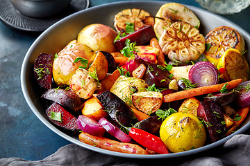 Image showing Various roasted fruits and vegetables