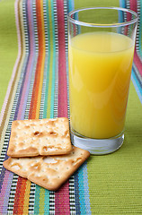 Image showing Orange Juice and Crackers