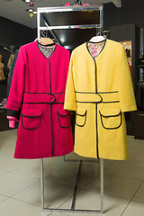 Image showing clothes rack with ladies coats for sale