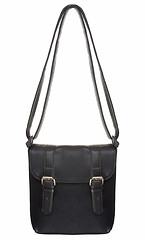 Image showing Black Leather Bag with two clasps