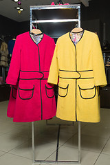 Image showing clothes rack with ladies coats for sale