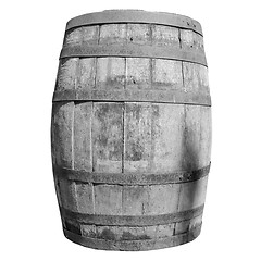 Image showing Black and white Wooden barrel cask