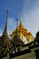 Image showing asia  thailand    cross colors  roof wat  palaces        mosaic