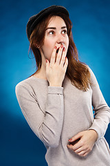 Image showing Close-up portrait of surprised beautiful girl 