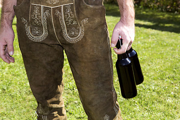 Image showing Bavarian with two bottle of beer 