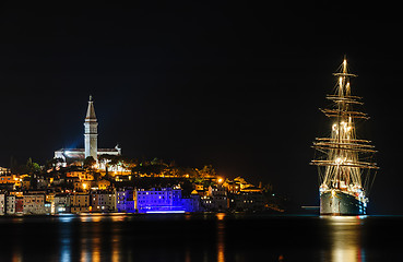 Image showing Rovinj sea side town at night, Croatia