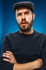 Image showing The portrait of a young beautiful surprised man 