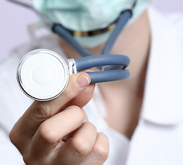 Image showing Portrait of a young doctor with stethoscope.