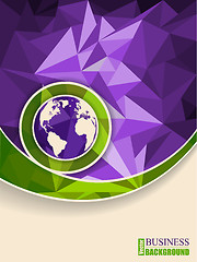 Image showing Abstract green purple brochure with polygons
