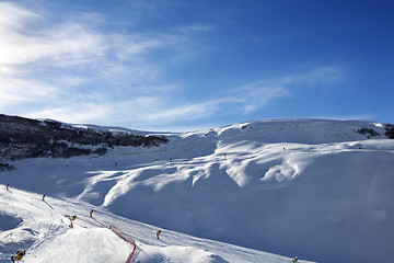 Image showing Ski resort at sun evening