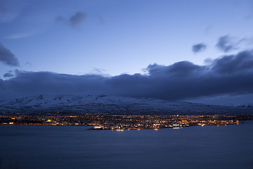 Image showing Icelandic city Akureyri at night 