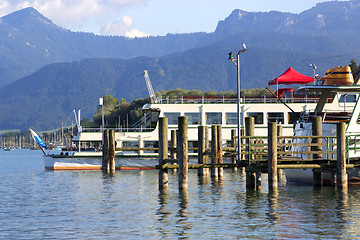 Image showing Steam ship at the pier, Chiemsee, Bavaria