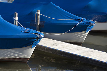 Image showing Sailing boats at the pier, Chiemsee, Bavaria