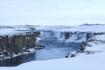 Image showing Waterfall Selfoss in Iceland, wintertime