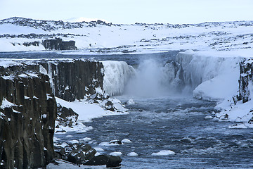 Image showing Waterfall Selfoss in Iceland, wintertime