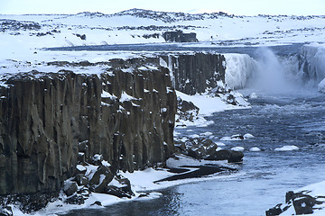 Image showing Waterfall Selfoss in Iceland, wintertime