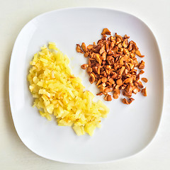 Image showing Chanterelle mushrooms and fried potatoes