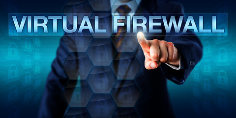 Image showing Administrator Touching VIRTUAL FIREWALL Onscreen