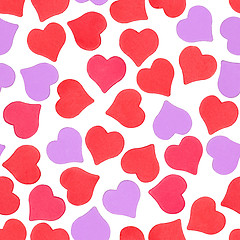 Image showing Seamless pattern of hearts on white