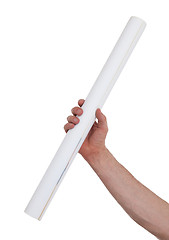 Image showing Hand holding paper roll