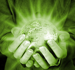 Image showing Globe in a girl's hands