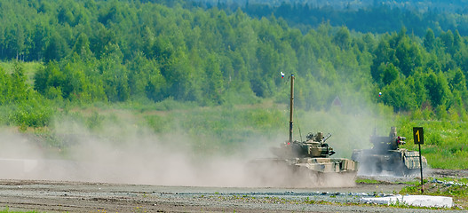 Image showing Tank platoon in action. Russia