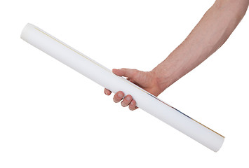 Image showing Hand holding paper roll