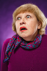 Image showing The frightened senior woman