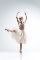 Image showing The silhouette of ballerina on white background