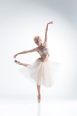 Image showing The silhouette of ballerina on white background