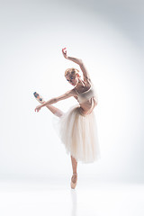 Image showing The silhouette of ballerina on white background