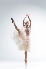 Image showing The silhouette of ballerina on white background