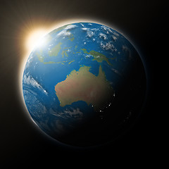 Image showing Sun over Australia on planet Earth