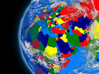 Image showing EMEA region on political globe