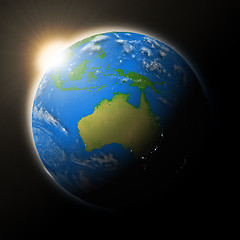 Image showing Sun over Australia on planet Earth