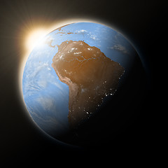 Image showing Sun over South America on planet Earth
