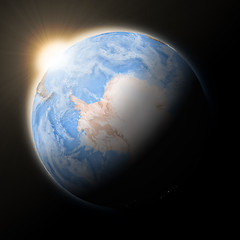 Image showing Sun over Antarctica on planet Earth