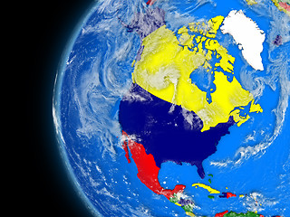 Image showing north american continent on political globe