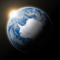 Image showing Sun over Antarctica on planet Earth