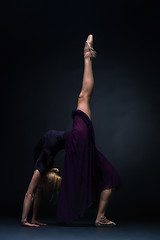 Image showing Young beautiful modern style dancer posing on a studio background