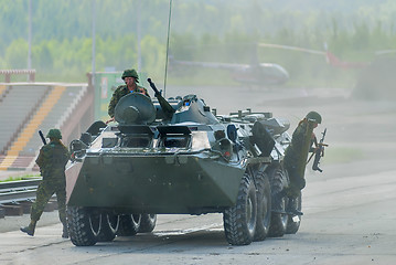 Image showing BTR-82A armoured personnel carrier with soldiers