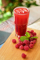 Image showing fruit drink with raspberries