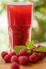 Image showing fruit drink with raspberries